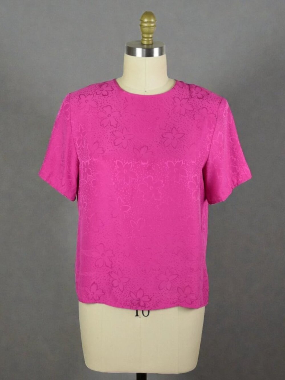 LAURA & JAYNE EMBOSSED 100% SILK MAGENTA PINK BLOUSE